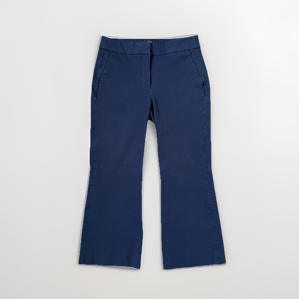 J. CREW Hayden Pant Women Sz 2 Blue Stretch Denim Flare Cropped Retro 2000s Y2K